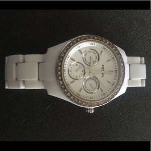 White Fossil Watch